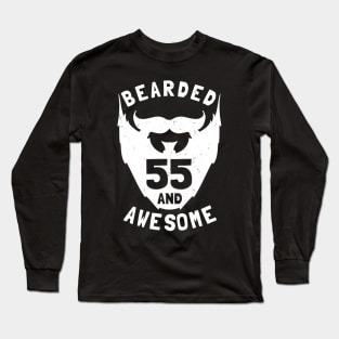 55th Birthday Gift Bearded 55 And Awesome Long Sleeve T-Shirt